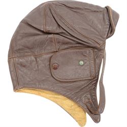 WWII leather air force flying helmet, together with one other leather helmet