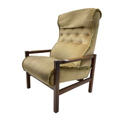 Mid-20th century teak framed upholstered armchair