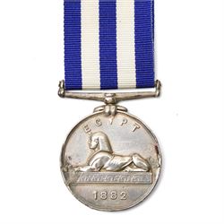Egypt medal 1882 to Pte J Larkin 2/Derbyshire  Regt