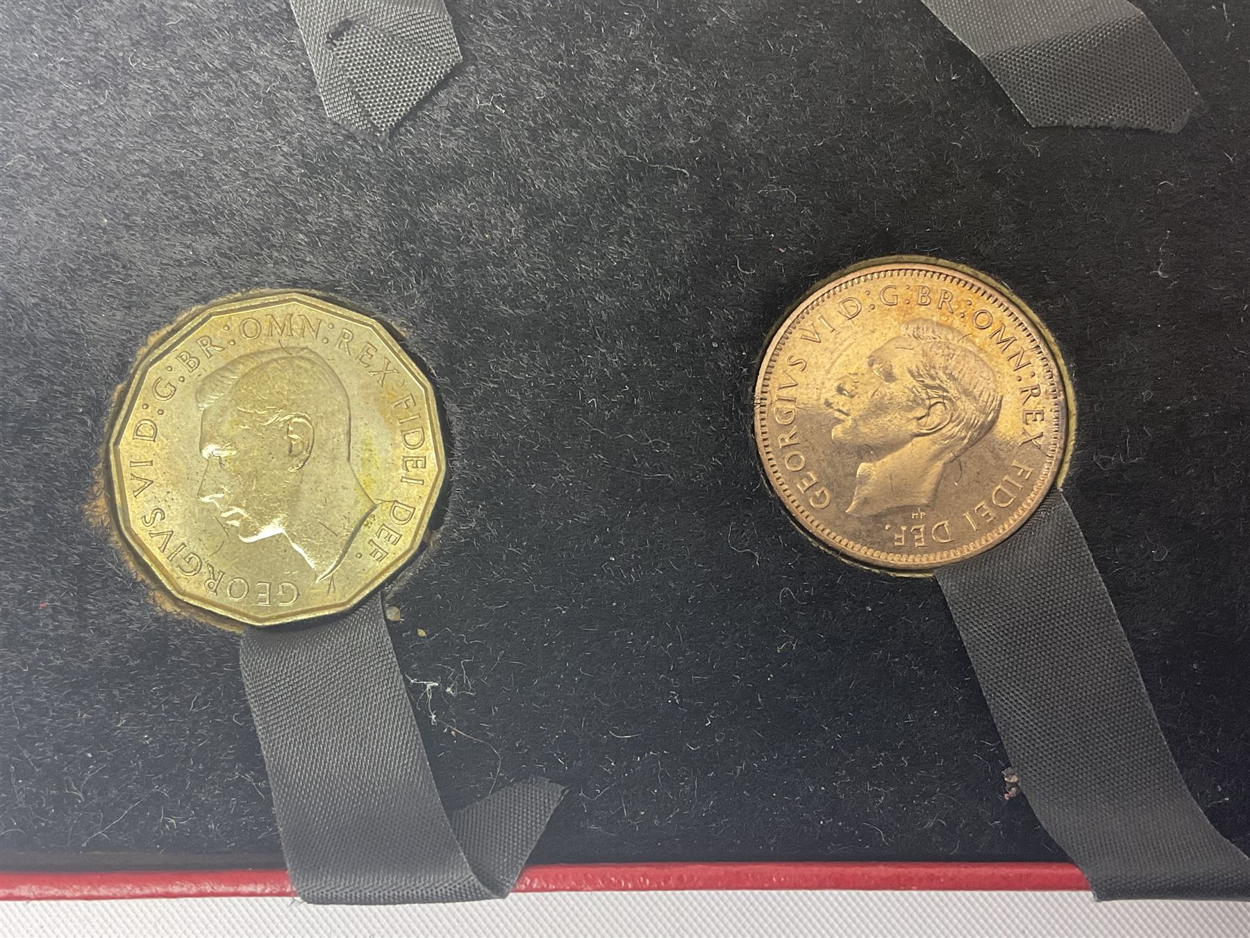 King George VI 1950 nine coin proof set, in Royal Mint red card box