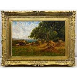 Arthur Stanley Wilkinson (British 1860-1930): 'Harvest Time on the Coast of Devon', oil on canvas signed, original title label verso 40cm x 60cm