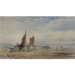 George Dodgson Callow (British 1829-1875): Beached Vessels at Low Tide, watercolour signed...