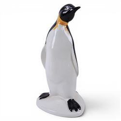Poole pottery penguin, together with Royal Copenhagen fish, penguin H22cm