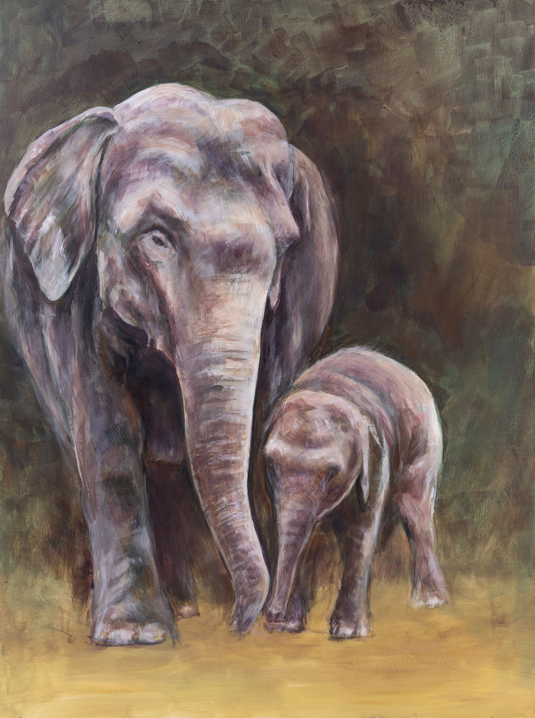 Continental School (Contemporary): Rhinos Elephants and a Zebra, set of three portraits unsigned, max 60cm x 76cm (two unframed)
