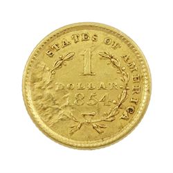 United States of America 1854 gold one dollar coin