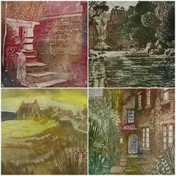 John Degnan (Northern British 1947-): 'Fryup Dale' North Yorkshire; 'Stout Steps'; 'High Force' and 'Court Yard', four etchings signed titled and numbered 39/100, 26/100, 16/25 and AP 4, max 23cm x 17cm (4)