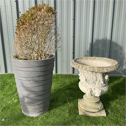 Cast stone urn planter and moulded plastic, stone effect planter  - THIS LOT IS TO BE COLLECTED BY APPOINTMENT FROM DUGGLEBY STORAGE, GREAT HILL, EASTFIELD, SCARBOROUGH, YO11 3TX