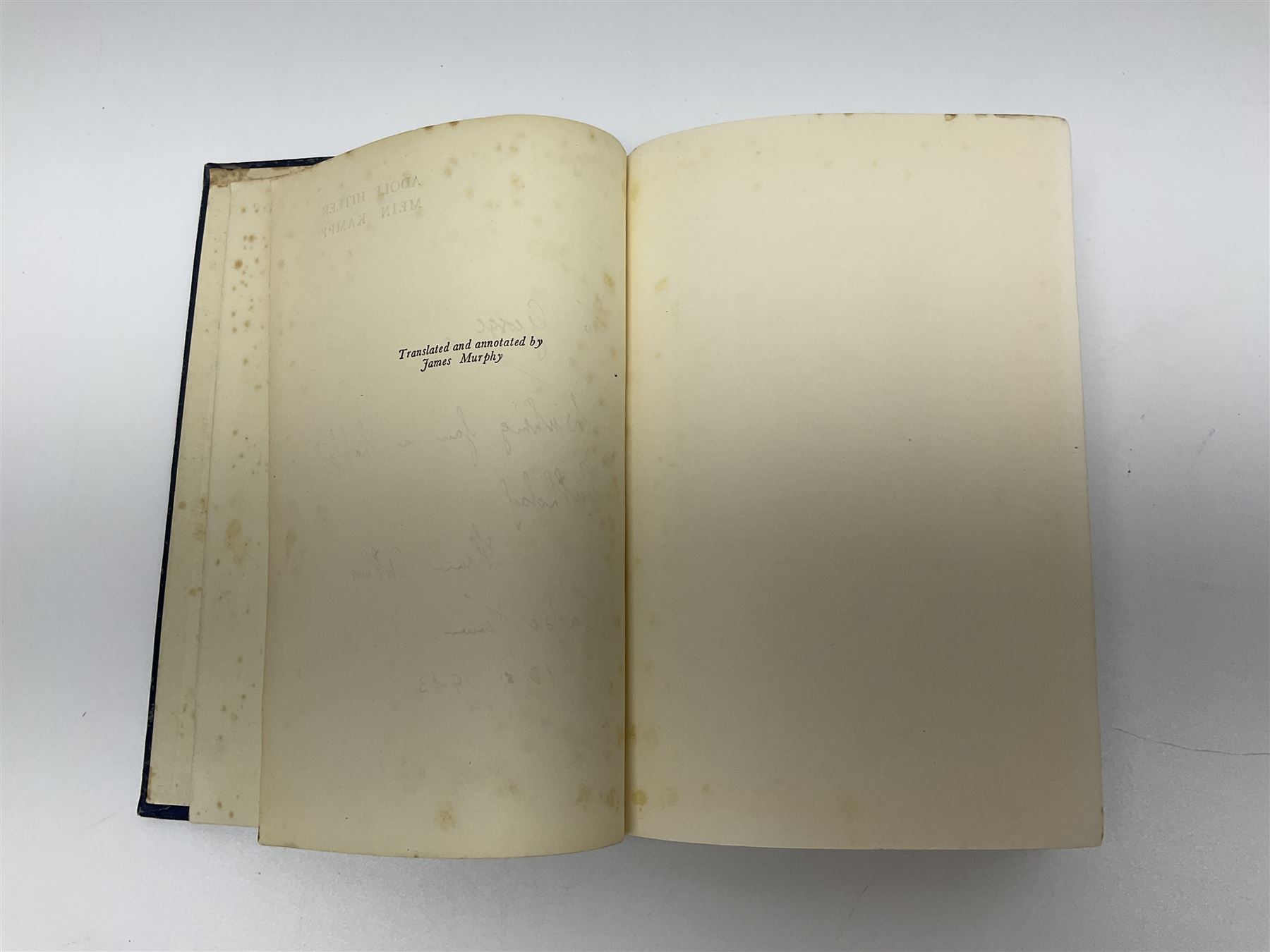 Hitler Adolf: Mein Kampf. Unexpurgated edition. Two volumes in one. 1942. English text. Blue cloth/gilt covers.