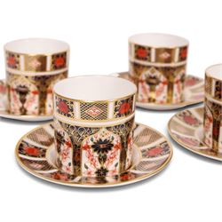 Eight Royal Crown Derby Old Imari 1128 pattern coffee cans and saucers