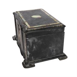Black lacquered tea caddy with mother of pearl inlay, together with another box with mother of pearl inlay