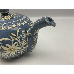 Swiss Thun pottery teapot and cover, decorated with edelweiss flowers, H16cm