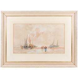 Frank Rousse (British fl.1897-1917): Bringing in the Catch, watercolour signed 28cm x 49cm; Edward H Simpson (British 1901-1989): Drawing in the Nets, watercolour signed 33cm x 53cm (2)