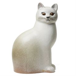 Lisa Larson (1931-2024) for Gustavberg, set of three stoneware cats, in black and grey colourways, larger H35.5cm smaller H21cm (3)