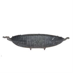 Danish viking ship, in the manor of Edward Aagaard, upon a wooden stand, marked Denmark to the bow of the ship, L41cm 