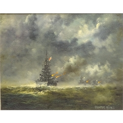  Sea Battle, oil on canvas signed by Graham Hedges (British 1952-) 30cm x 37cm  