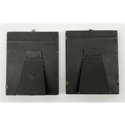 A pair of Victorian silhouettes, lady and gentleman, each facing dexter, within ebonised frames with acorn mounted suspension rings, frames H16.5cm. 