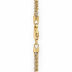 18ct white and yellow gold bead link necklace, stamped 750