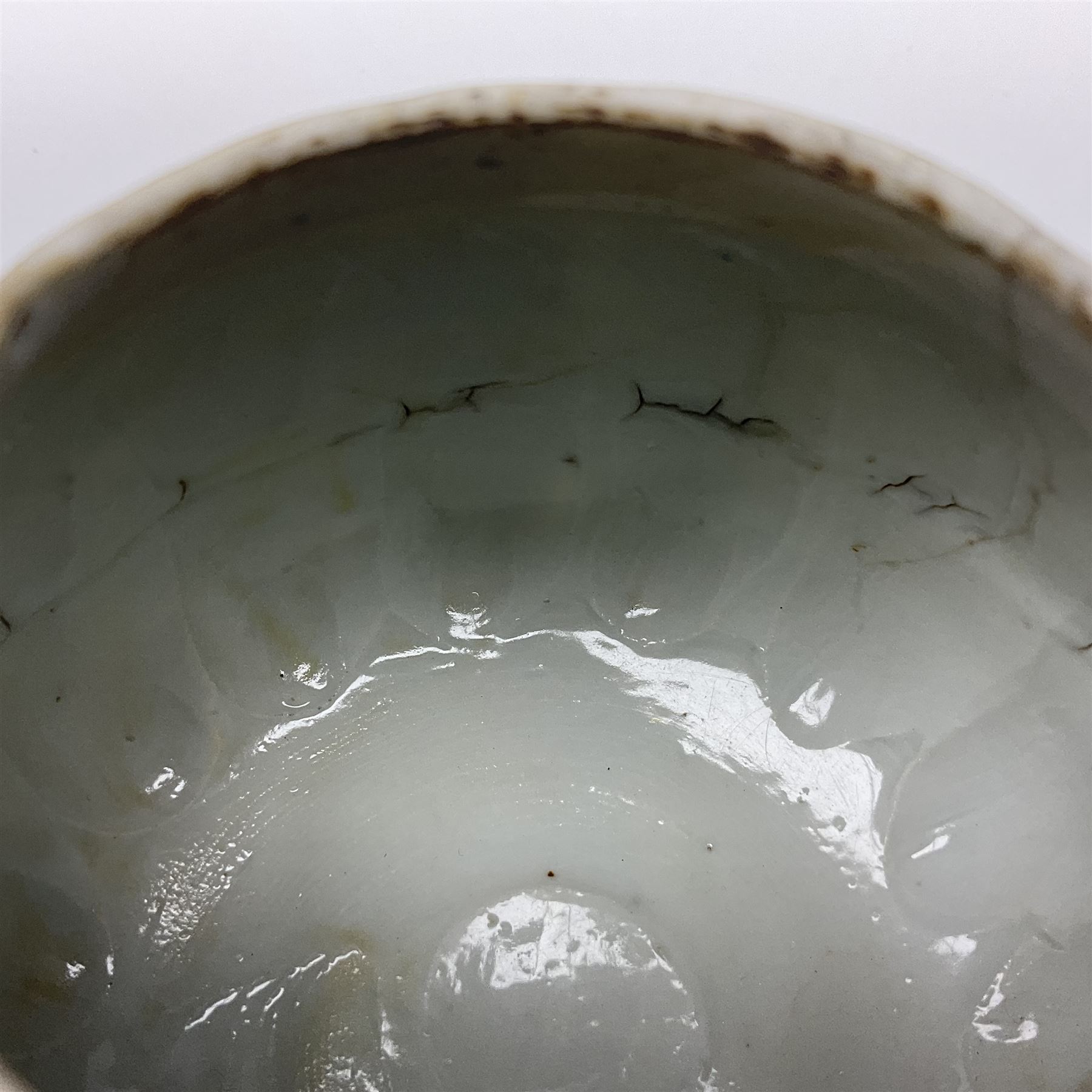 18th century Chinese blue and white teapot, painted with floral sprays, with lobed body and cover, H11cm