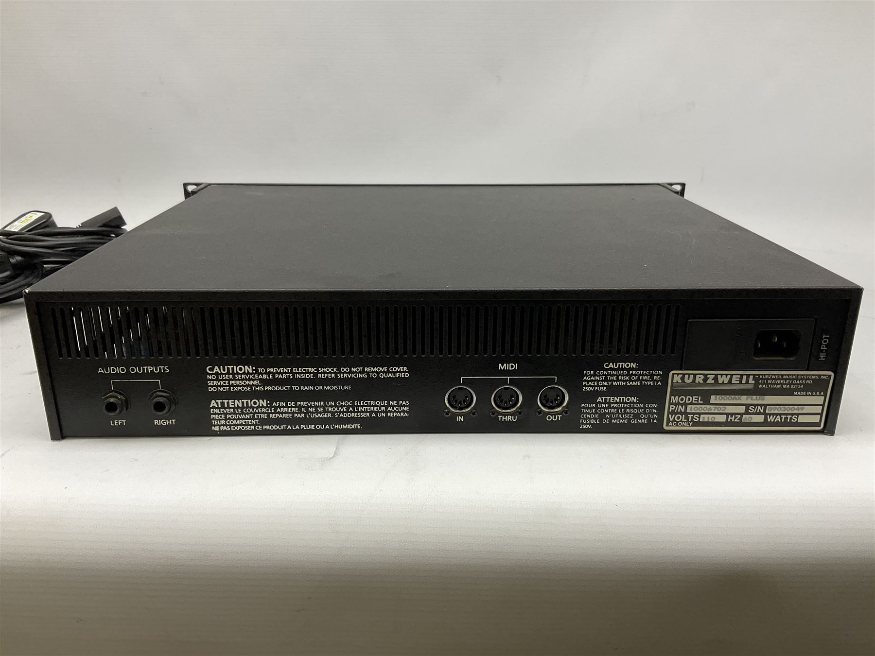 Kurzweil 1000AX Plus acoustic expander, serial no.89030049; and Behringer SNR2000 Denoiser, serial no.78362 02452 04 with Feedback Destroyer Pro Model DSP1100P; all with leads (3)