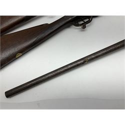 UNPROOFED/OUT OF PROOF SO RFD ONLY - three guns in poor condition comprising 19th century G. Coop 12-bore side-by-side double barrel hammer shotgun; 14-bore single barrel percussion sporting gun composed of various parts with cut-down barrel; and non-firing mock snider action ornamental gun (3)
