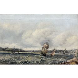 Henry Edgar Hayes (British 19th century): 'The Thames Near Grays', oil on canvas, signed titled and dated 1856 verso, 44cm x 30cm