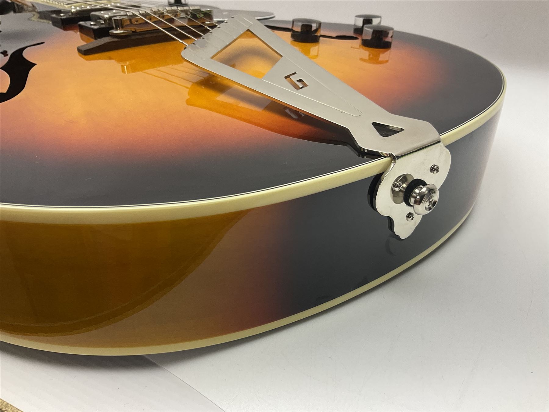 Gretsch G2420/ABB semi-acoustic guitar with three-tone sunburst finish, serial no.IS191201597, L107cm overall; in original hard carrying case dated 2019.