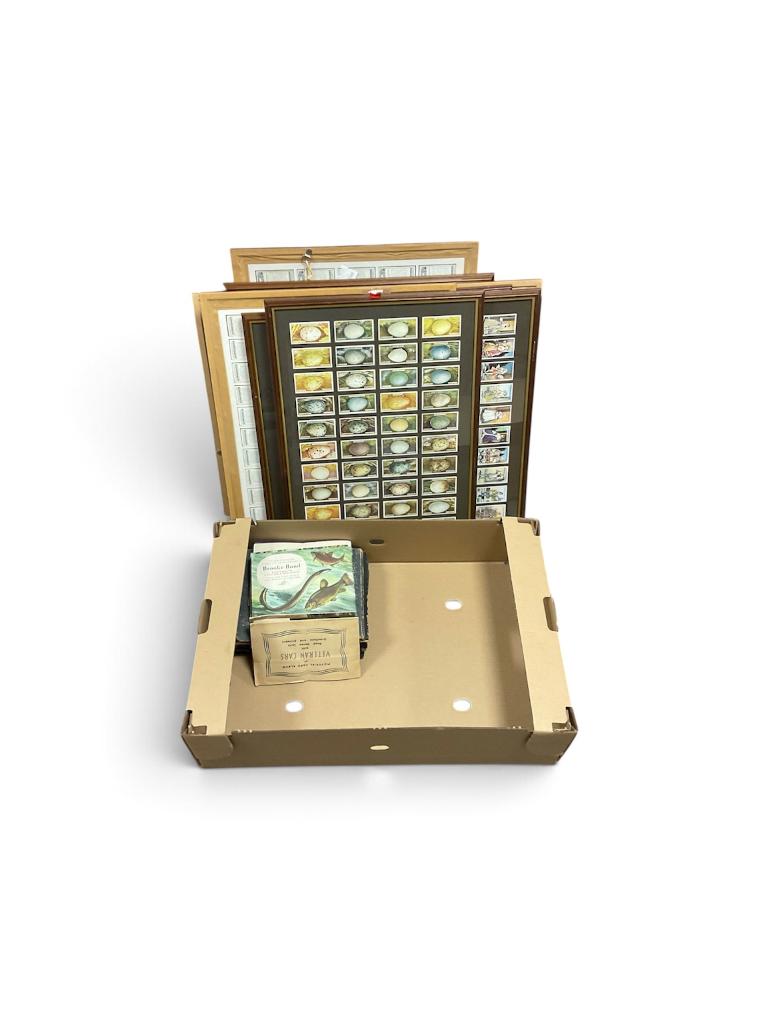 Collection of cigarette cards, including framed examples 