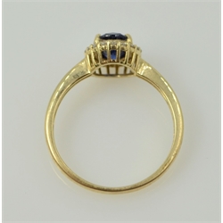  Gold blue stone cluster dress ring hallmarked 14ct  