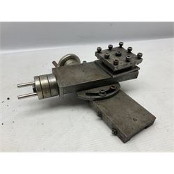 Cowells of Norwich model 90 modelmaker's lathe with handbook, the Pratt Bernard 4-jaw chuck with 4cm centre height and 7.5cm throw L44.5cm; together with an unrelated Hobbymat horizontal cross-slide with 4-way tool post (2)