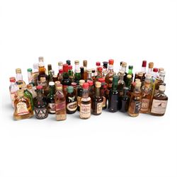 Collection of miniature alcohol, including Bowmore single malt whisky, Dimple whisky, Glen...