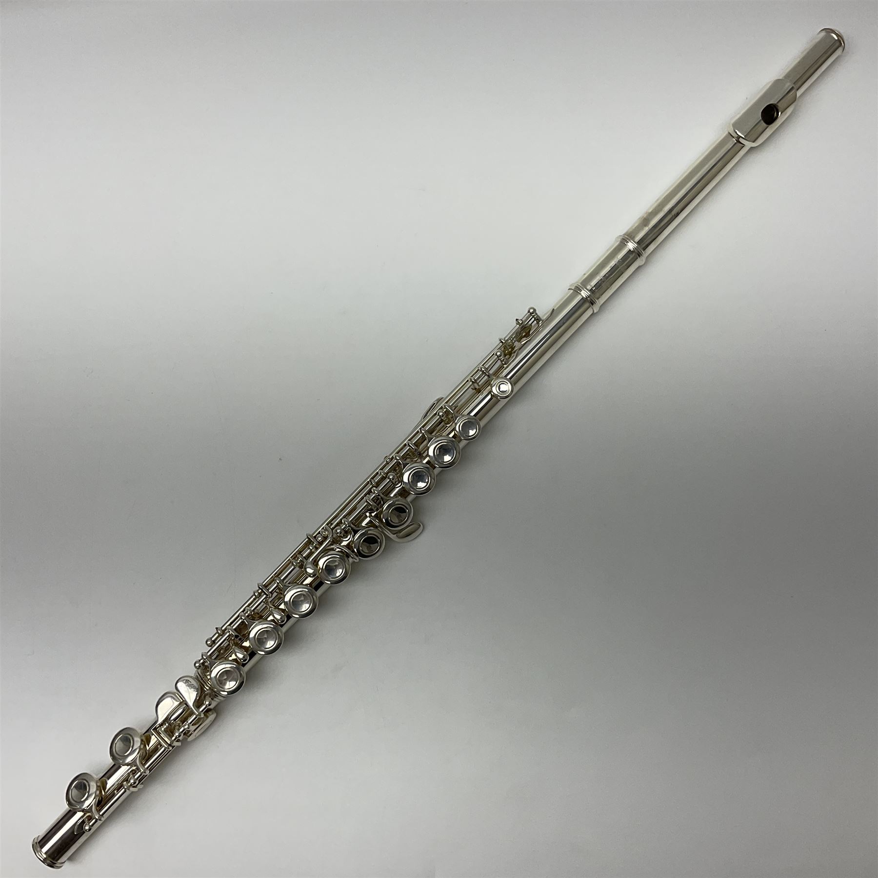 Yamaha 211, silver plated three-piece flute, serial no.844200; in fitted case with cleaning rod
