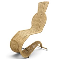 Tom Dixon (1959-) for Space Design - 1990s woven rattan lounge chair, exaggerated S-shaped...
