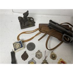 Webley junior air pistol, Kodak camera, collection of fob medals, lighters, etc