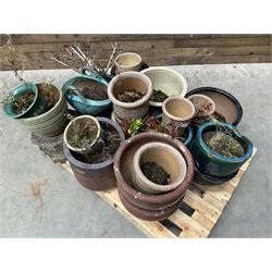 Large collection of ceramic plant pots and paving slabs, (26)