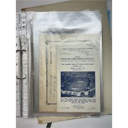 Collection of football memorabilia belonging and relating to the Hull based referee Frank Coultas, including 9ct gold Referee's medal for the 1957 Aston Villa v Manchester United FA Cup Final, inscribed 'The Football Association, F.B Coultas, F.A. Challenge Cup Competition, Final Tie 1957', hallmarked and in original case; the kit worn by him to referee the 1957 FA Cup Final and ephemera relating to the match including photographs, programmes and tickets; together with other football memorabilia collected by Frank Coultas, including programmes, photograph and ticket stubs, with some items relating to the 'Busby Babes'