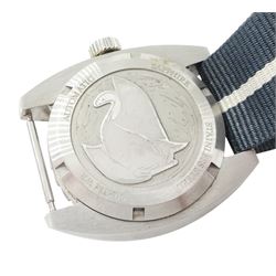 NTH DevilRay gentleman's automatic wristwatch, white and grey dial with luminous baton hour markers and unidirectional rotating bezel, on fabric strap, boxed with additional stainless steel strap 