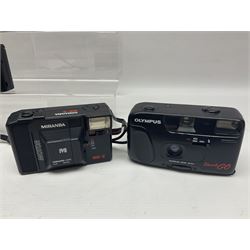 Four Olympus cameras, to include AF10 Super, XA2, Shoot & Go and Supertrip examples, together with Miranda ME-Z and Miranda ME-X DX cameras, an Agfa Optima camera with Agfa Paratonic DIN ASA Solitar 1:2.8/40 lens, Canon Snappy S camera and a Fujifilm Fine Pix S5700 camera, serial no 7WE12368 (8)