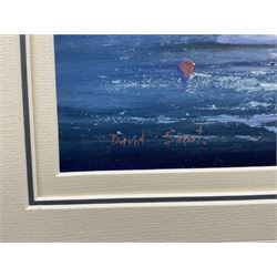 David Short (Nottingham 1940-): Yachts on the Riviera, oil on board signed 17cm x 38cm