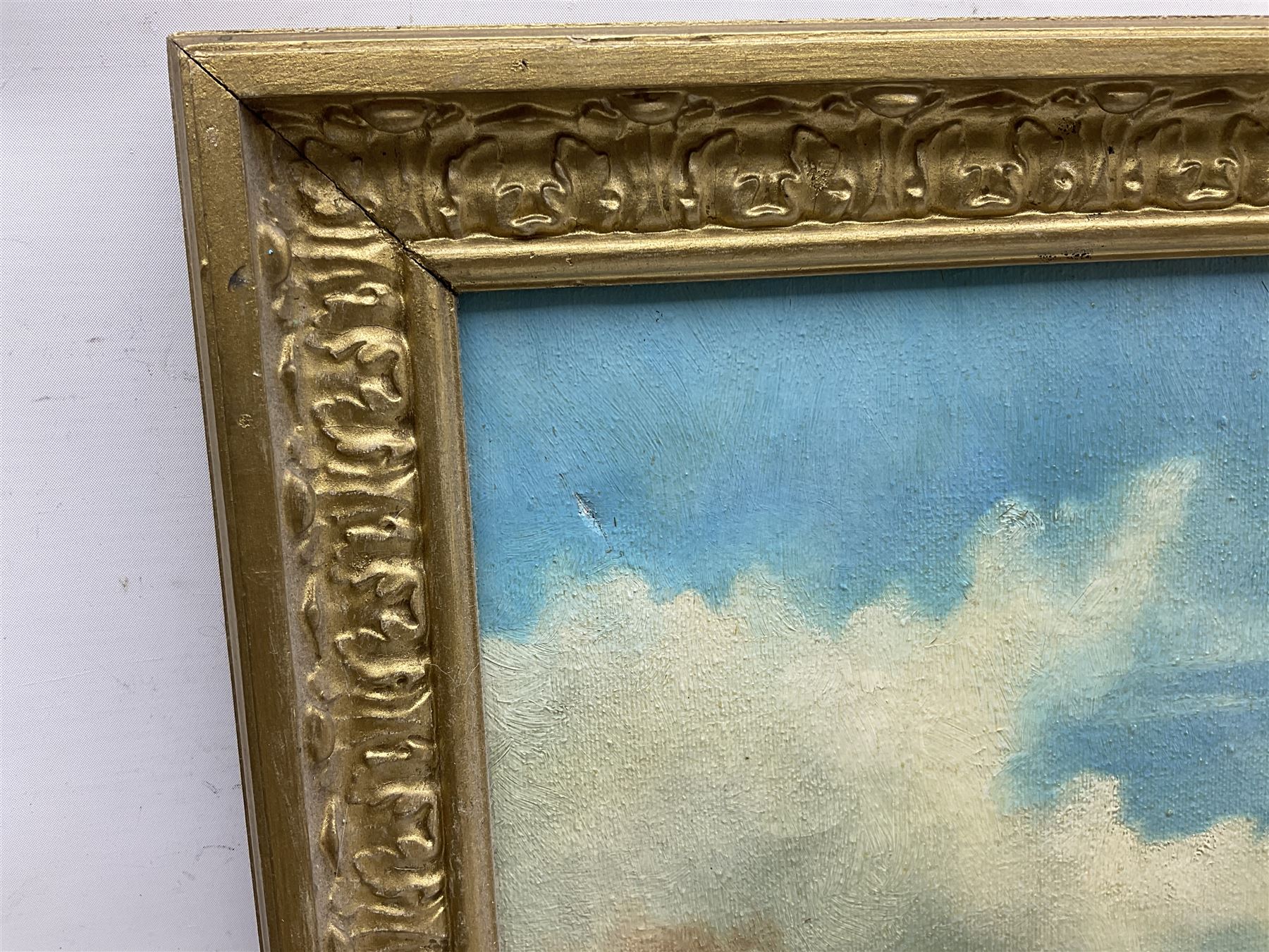 Richard Pearson (British 20th Century): Tattershall Castle Ferry on the Humber, oil on canvas signed with monogram dated 1971, 49cm x 88cm
