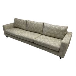 Orior - contemporary large three seat sofa, upholstered in patterned textured fabric on ebonised splayed feet