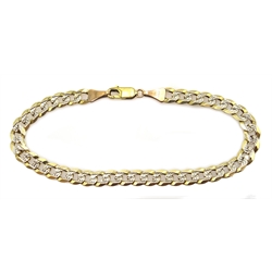  9ct white and yellow gold flattened curb link bracelet, stamped 375, approx 7.9gm  