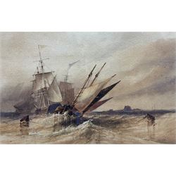 English School (Late 19th Century): Mooring at Dusk, watercolour unsigned, indistinctly inscribed on label verso 26cm x 40cm 