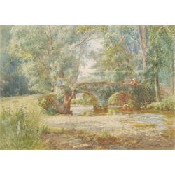Fritz B Althaus (AKA Frederick Kerr) (British 1863-1962): Packhorse Bridge Winsford Exmoor, watercolour signed and dated 1907, 26cm x 36cm