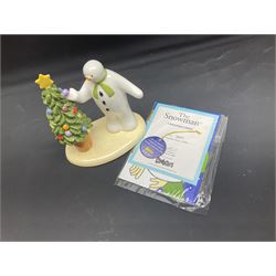 Four Coalport Characters The Snowman figures, comprising Snowman's Surprise, Christmas Cheer with certificate, The Bashful Blush and Dancing at the Party, all with original boxes 
