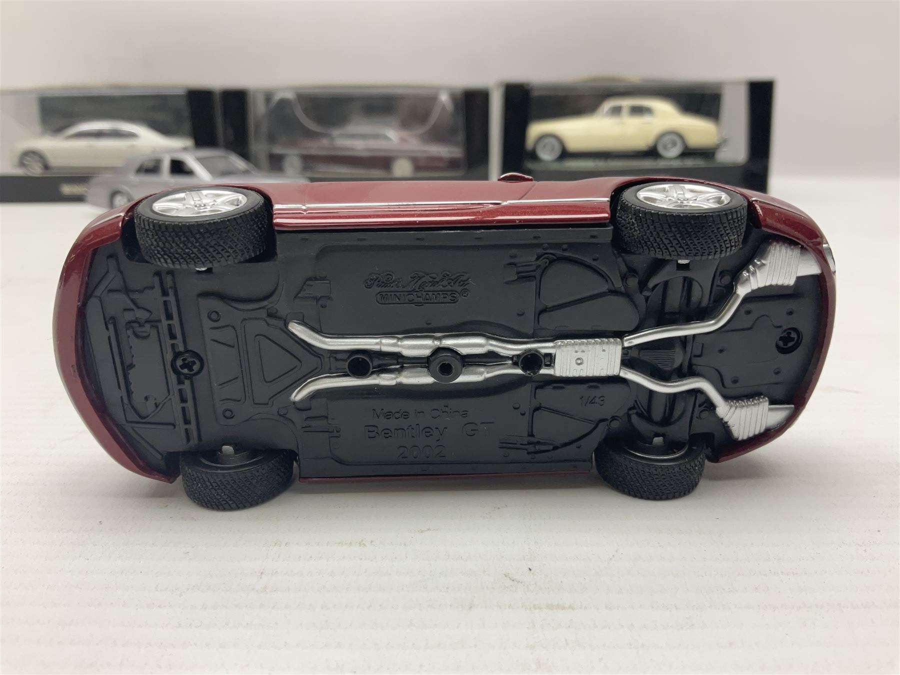 Nine Paul's Model Art 'Minichamps' 1:43 scale die-cast models - six boxed Bentleys and two unboxed Bentleys; and a Bedford estate van (9)