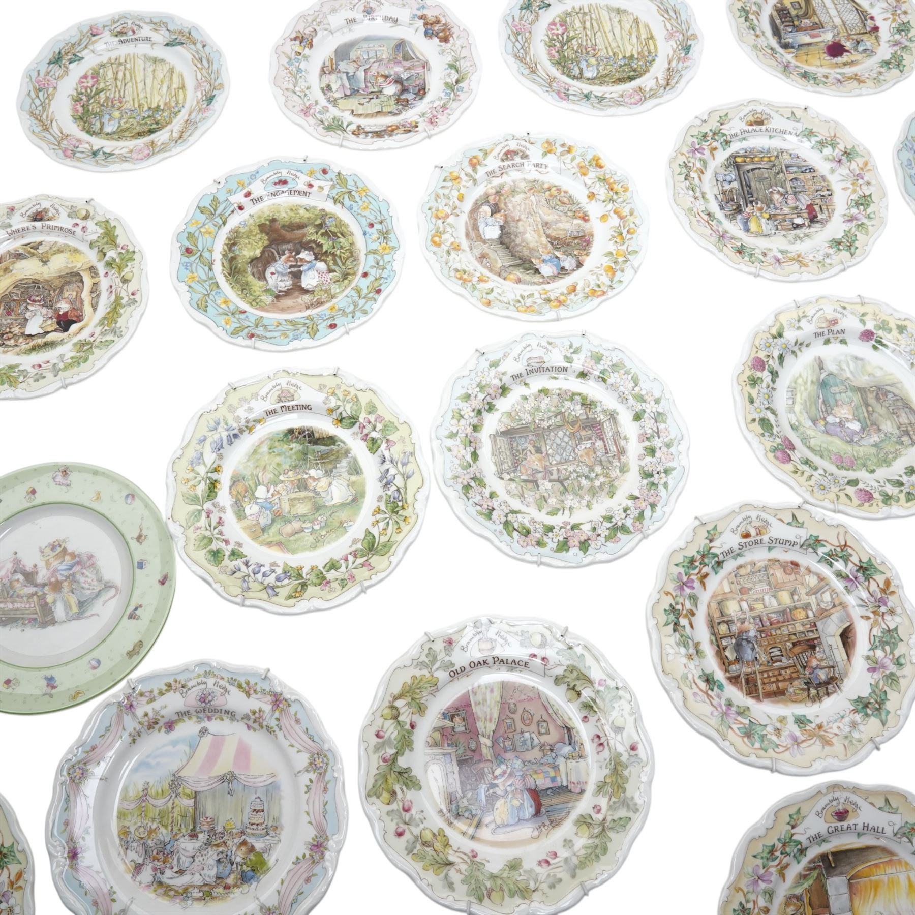 Large collection of Royal Doulton Brambly Hedge plates, collections comprising 'Secret Staircases' 'Surprise Outing' 'Homes and Workplaces of the Mice of Brambly Hedge' and 'Primrose's Adventure'', and others (25)