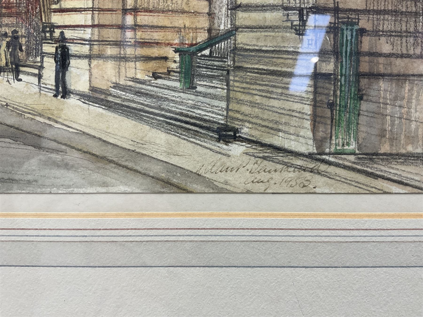 Allan Peel Tankard (British 1897-1964): London Street Scenes, set of three ink and watercolours signed and dated 1953, in matching frames, max 37cm x 55cm (3)