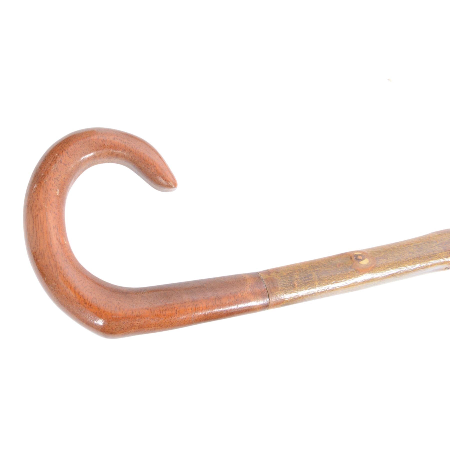 Five walking sticks, to include thumb stick and crooks 