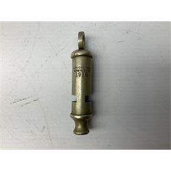 Three J Hudson & Co Birmingham military whistles, dated 1915, 1916, 1923