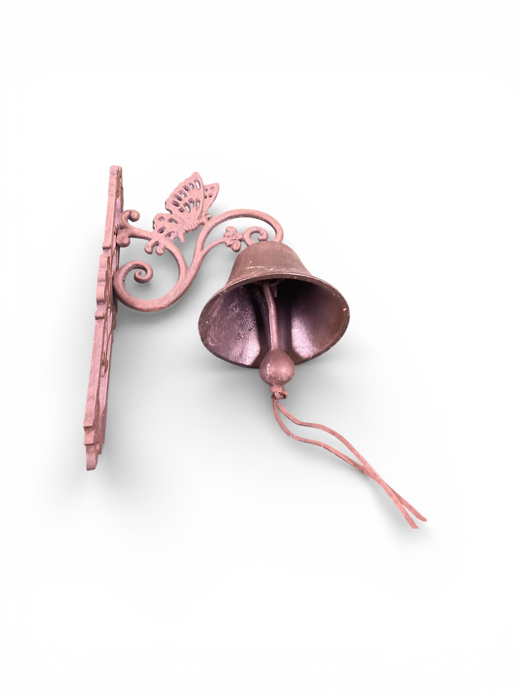 Pair of cast iron butterfly garden bells, for assembly 